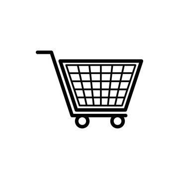 Vector image of a flat, isolated cart icon for shopping for goods. Design a flat cart icon for shopping
