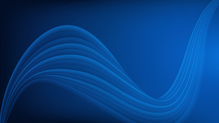 Horizontal abstract color background with wavy blurred shapes. Wallpaper template is vibrant blue gradient. Vector illustration.