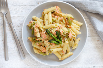 Asparagus and Salmon Penne Pasta