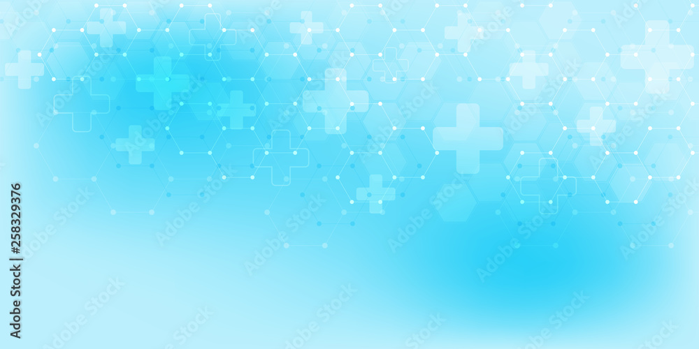 Wall mural abstract medical background with hexagons pattern. concepts and ideas for healthcare technology, inn
