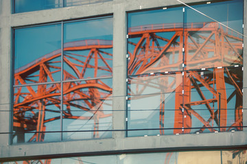 Bridge Reflecting on Window