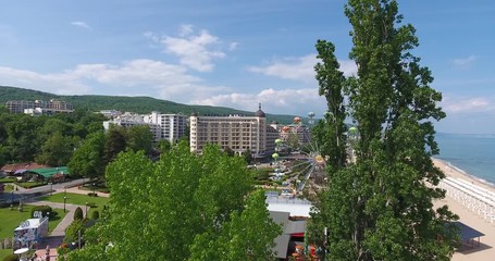 Golden Sands Varna Bulgaria Sea Shore Vacation Dron Footage With green landscape
