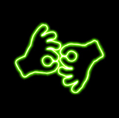 green neon symbol Sign language interpreting