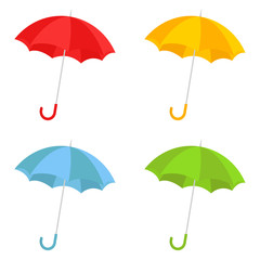 Umbrellas. Umbrellas isolated on white background. Set of multi colored umbrellas. Vector illustration. EPS 10.