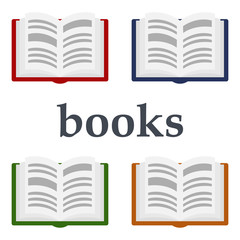 Set of books. Multicolored covers. Symbol of knowledge. Vector illustration. EPS 10.