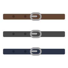 Belts. Men's belts. Gray, brown and dark blue belt. Accessory. Vector illustration. EPS 10.