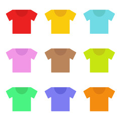 T-shirts. Set of multi colored t-shirts. Vector illustration. EPS 10.
