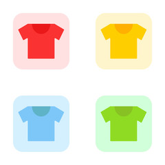 Logo, icon t-shirts. Set of multi colored t-shirts. Vector illustration. EPS 10.
