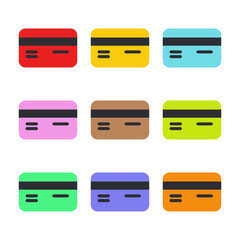 Credit cards. Bank cards. Set of multicolored bank cards. Vector illustration. EPS 10.
