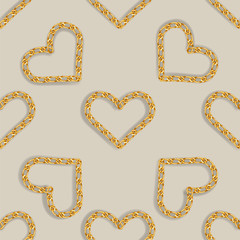 Seamless pattern with golden heart chain. Golden Chain Ornament for Fashion Prints