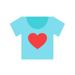 T-shirt. T-shirt blue. T-shirt with the logo of the heart. Vector illustration. EPS 10.