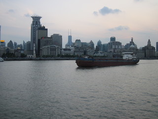 panorama of bund with boat