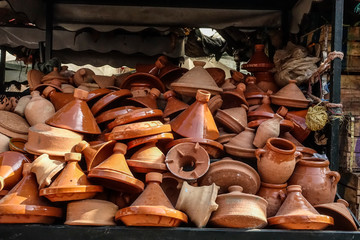 MARRAKECH, MOROCCO Medina, Souk. Tajine, pottery