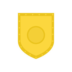 Golden shield icon. Shield war. Vector illustration. Golden shield isolated on white background. EPS 10.