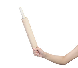 Female hand holding rolling pin