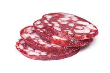 Cutted salami sausage