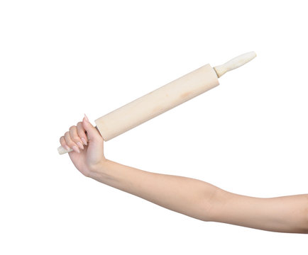 Female Hand Holding Rolling Pin