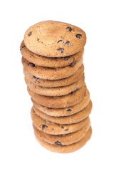 Tower of oatmeal cookies with chocolate chip