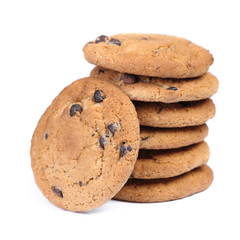 Tower of oatmeal cookies with chocolate chip