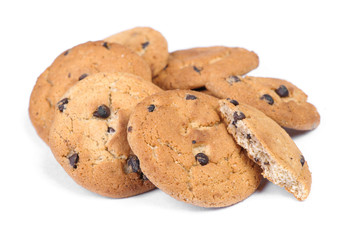 Heap of oatmeal cookies with chocolate chip