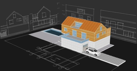 house building, 3d illustration