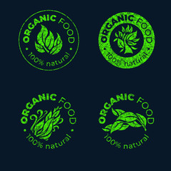 Vector green design element for organic natural logos. Organic logotype. Organic food sign for package design