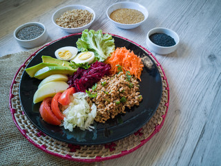 Healthy food - Soy with salad