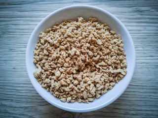 Soy in white bowl
