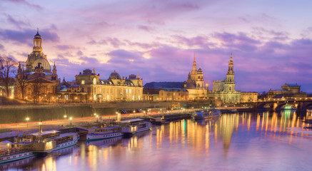 Dresden skyline at dusk, Germany 