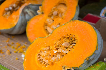 Pumpkins at Angra market Azores Portugal