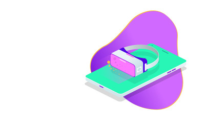 3d illustration with isometric for concept design. Glasses vector flat icon. Landing page concept. Web infographic icon design. Vector illustration template. Technology web virtual background.