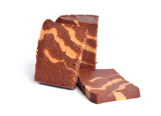 Chocolate Halvaor halvah halwa, or Sharbat, shorbot, sherbet. Isolated on white background,