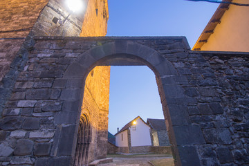 Fototapeta premium Romanesque church in Isaba village Navarra Spain Twilight