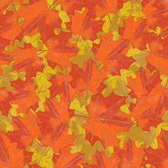 Seamless background with autumn maple leaves. Watercolor.
