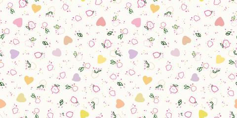 Cream pattern with heart and flower.