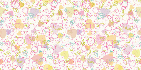 Fototapeta na wymiar Cream pattern with heart and flower.