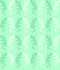 Seamless pattern of a lizards. Decorative background with lizards. Wallpaper with geckos. Vector illustration