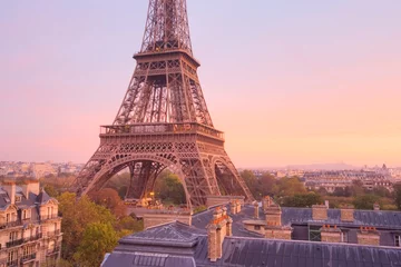 Zelfklevend Fotobehang High view of the Eiffel Tower at dawn. Paris. France © conceptualmotion