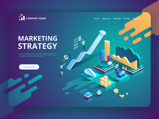 Isometric design concept of Marketing Strategy for website and mobile website