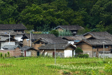 Fototapeta na wymiar Roofs of houses in one of the cities of China 