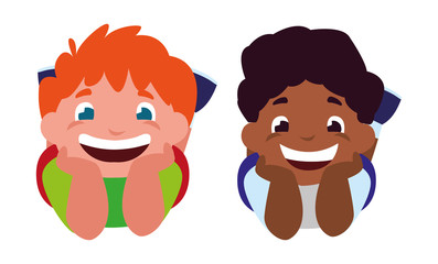 Obraz premium happy little interracial boys characters