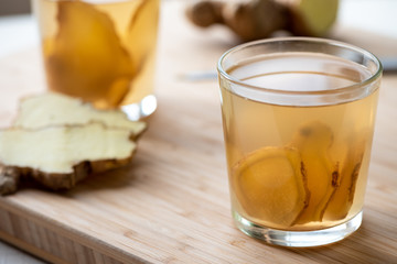 Ginger tea in a glass.