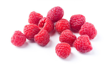 Fresh raspberries isolated on white background