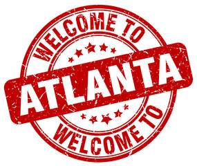 welcome to Atlanta red round vintage stamp