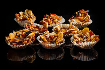 big group of useful handmade candies with sunflower and pumpkin seeds