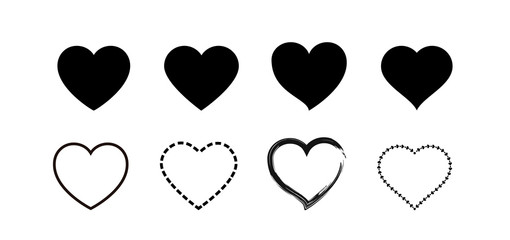 Heart shape set vector. Hearts icons collection.