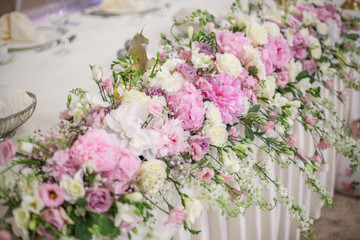 Beautiful flower decoration on wedding table