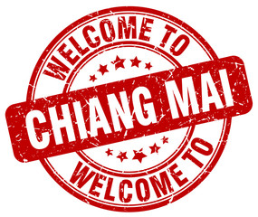 welcome to Chiang mai red round vintage stamp