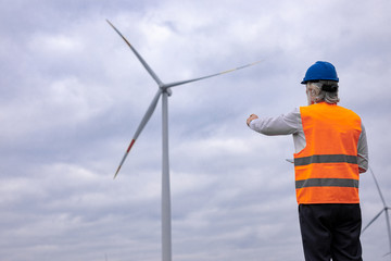 Wind turbine engineer working on the field