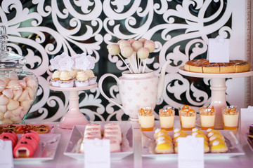 Colorful sweets on candy buffet